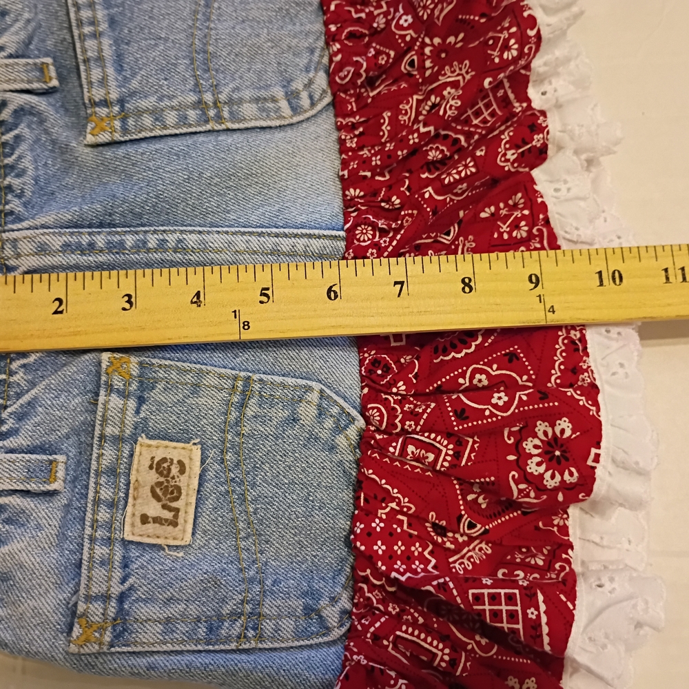 VTG Lee Girls Denim Skirt with Red Bandana Ruffle Sz 6 - Picture 5 of 5